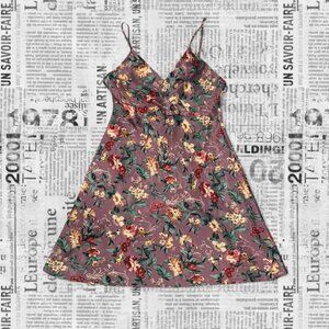 Women's Vintage Satin Floral Slip Dress